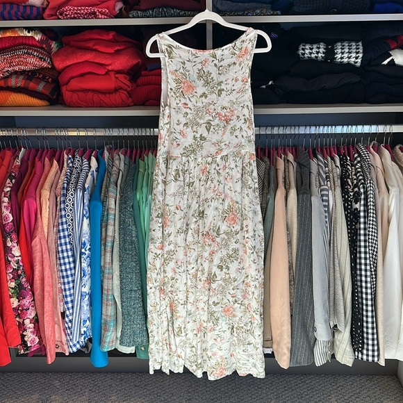 Frye ivory/pink floral button down sleeveless midi dress size XS - Picture 3 of 3